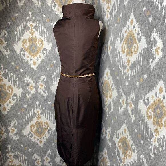 Ralph Lauren Fall Runway Collection Chocolate Brown Silk Funnel Neck Dress - Picture 8 of 16
